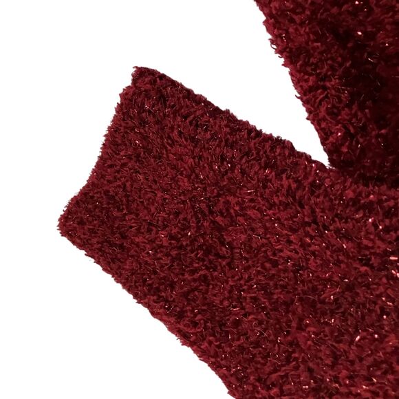 Ava & Viv Plus Size 1X Fuzzy Metallic Burgundy V Neck Sweater sparkles holiday - Picture 9 of 15